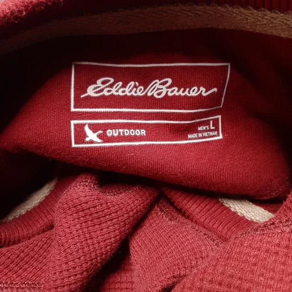 Eddie Bauer Outdoor Mens Henley Thermal Sweat Shirt Sz.Large/Burgundy/NWOT!! - Picture 5 of 10